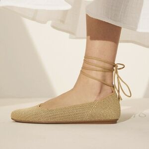 Rothy's‎ The Square Ballet Wrap Flats Loafers In Brown And Metallic Size 9.5 New